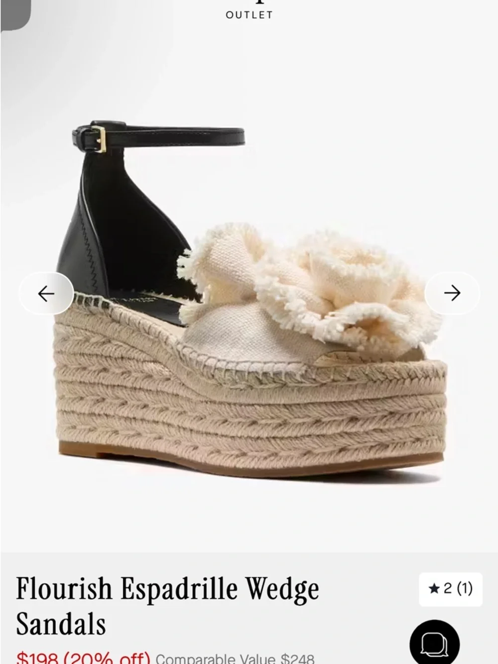 kate spade Cream and Black Espadrille Wedge Sandals